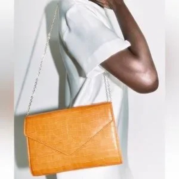 🥂Zara Orange Cross-Body Clutch - crocodile embossed - Picture 4 of 12